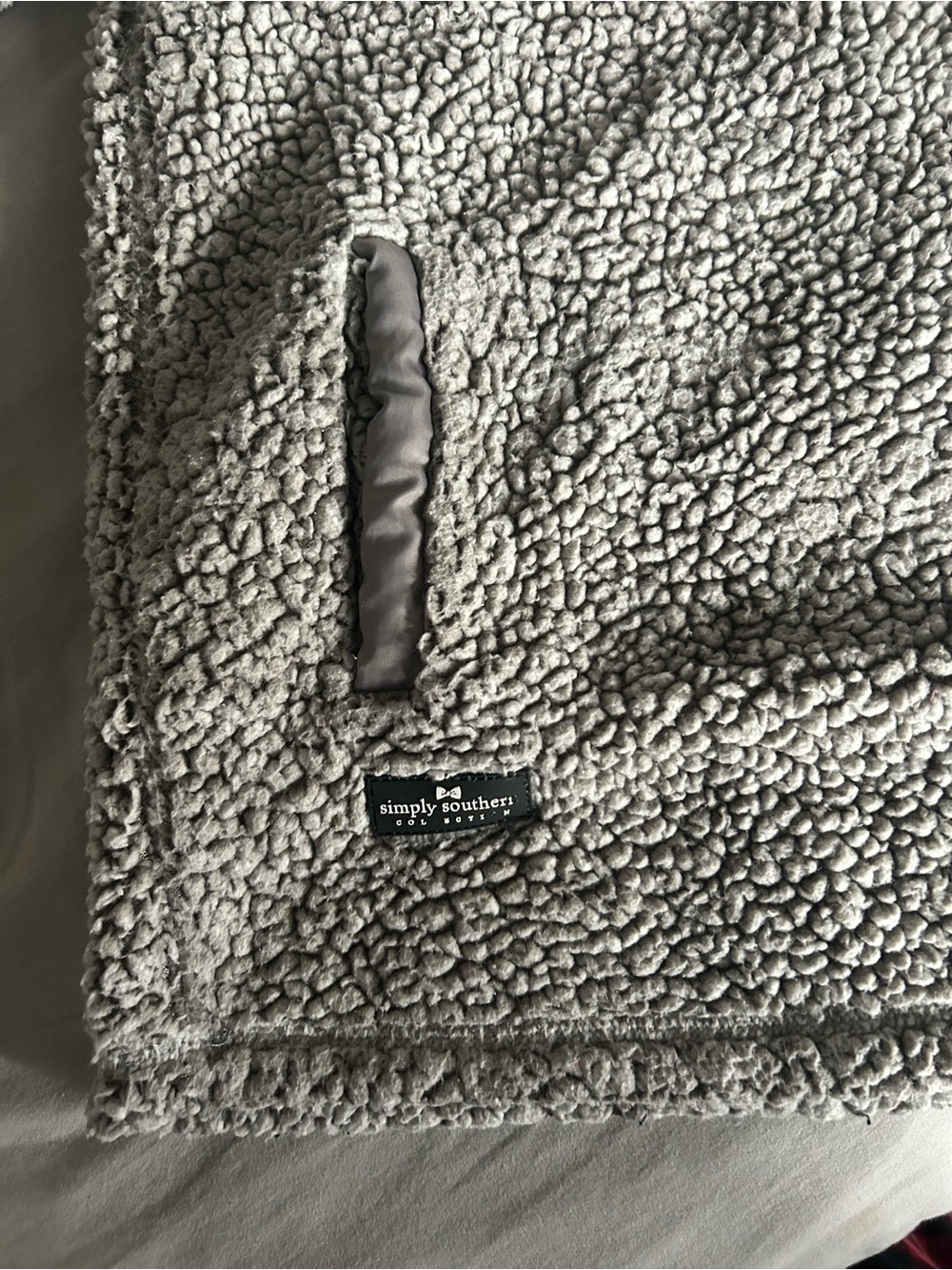 Simply Southern Gray Sherpa Pullover Jacket - Picture 2 of 5